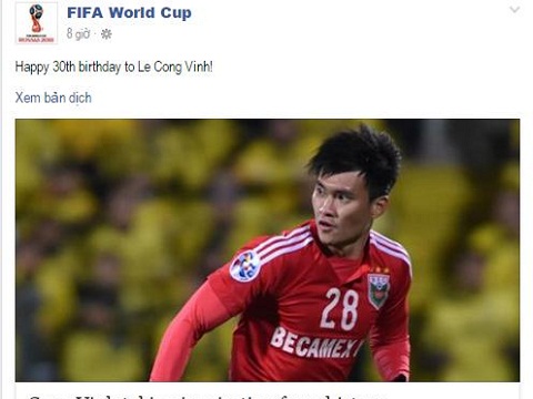 FIFA chúc mừng sinh nhật Lê Công Vinh