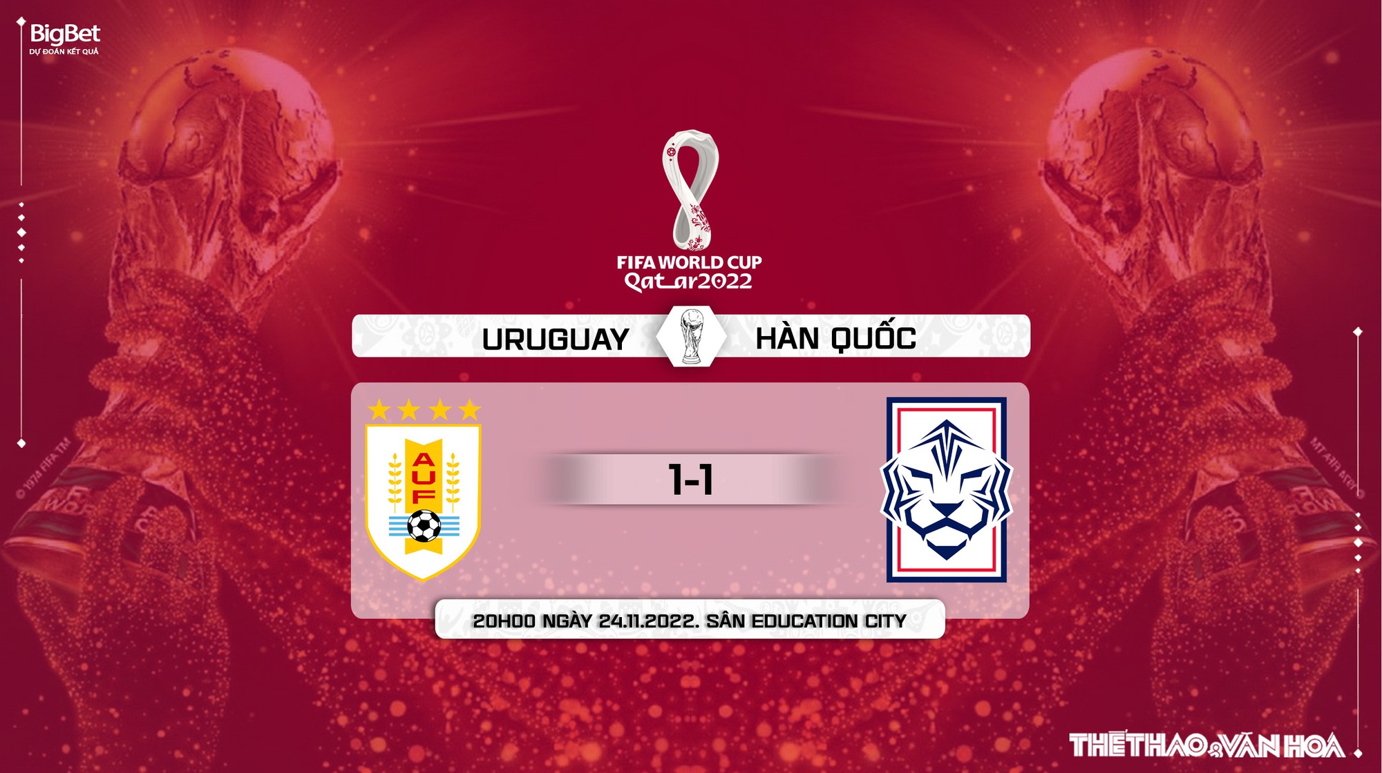 Soi kèo Uruguay vs Hàn Quốc: Chuyên gia dự đoán kết quả, tỉ số