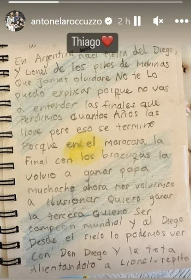 Con trai Messi viết tâm thư khích lệ bố trước chung kết World Cup 2022 - Ảnh 2.