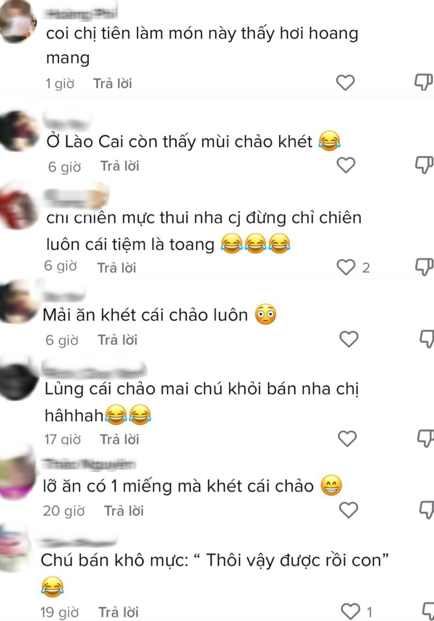 Hoa hậu Thùy Tiên mải mê thưởng thức món khô mực do chính tay mình làm ...