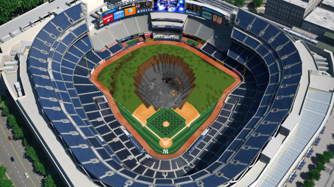 Thán phục game thủ xây dựng cả sân vận động trong Minecraft - Ảnh 1.