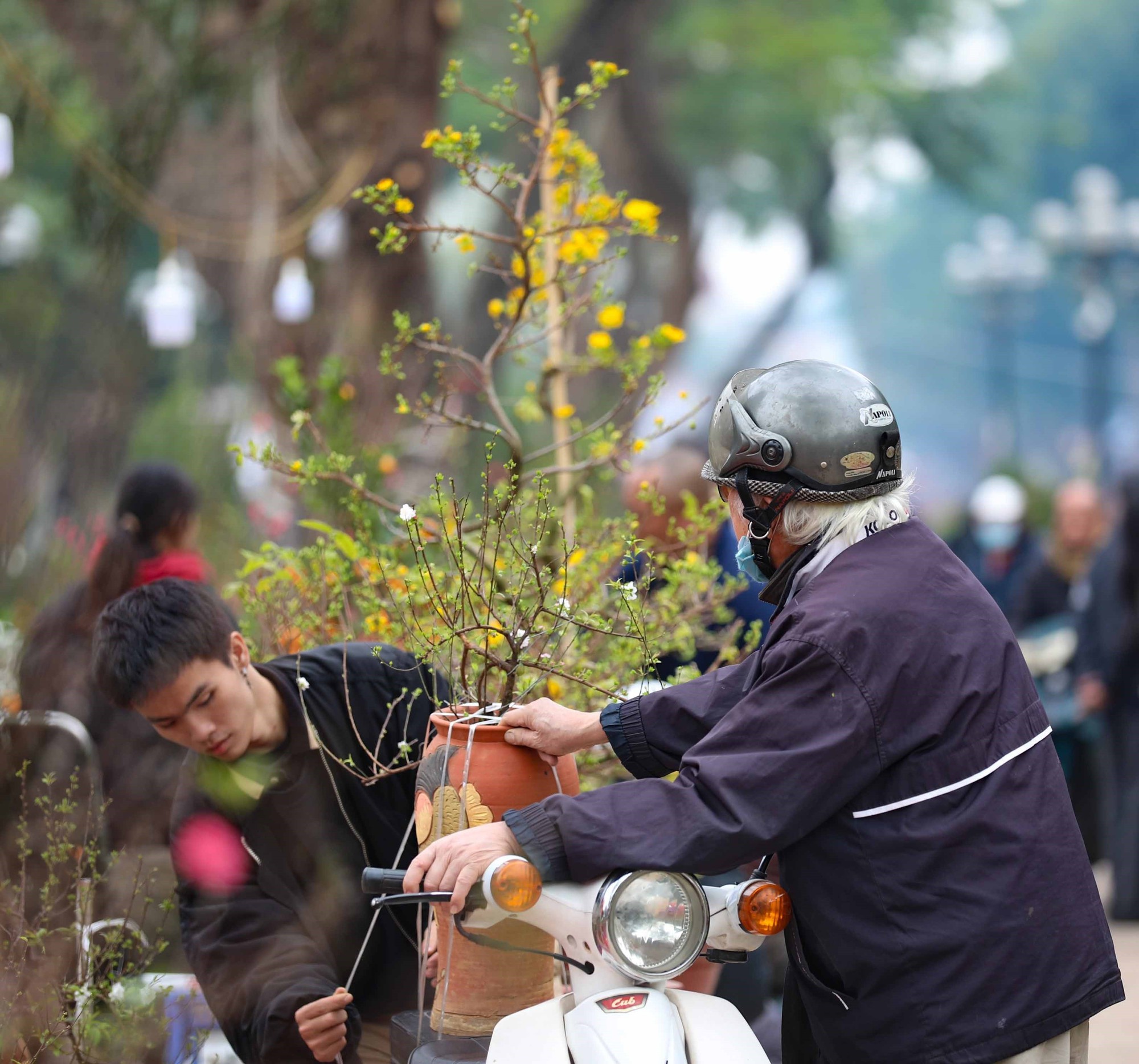 Hình ảnh chợ hoa Công viên Thống Nhất nhộn nhịp giáp Tết  - Ảnh 9.