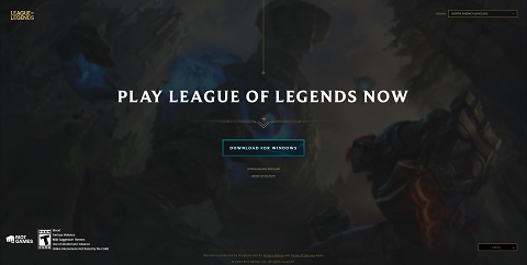 Giao diện tải client LMHT của Riot - nguồn: League of Legends