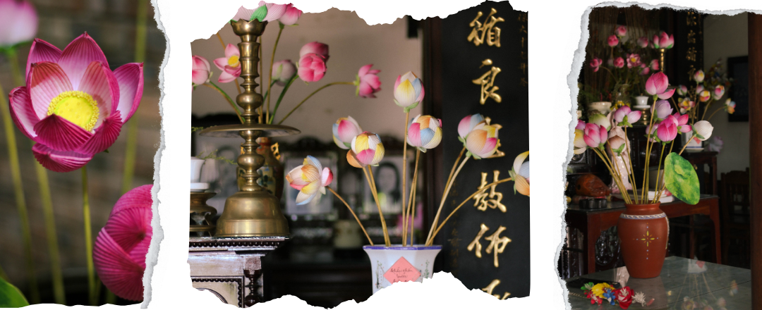 Trang trí hoa sen giấy trên bàn thờ - một nét đẹp văn hóa