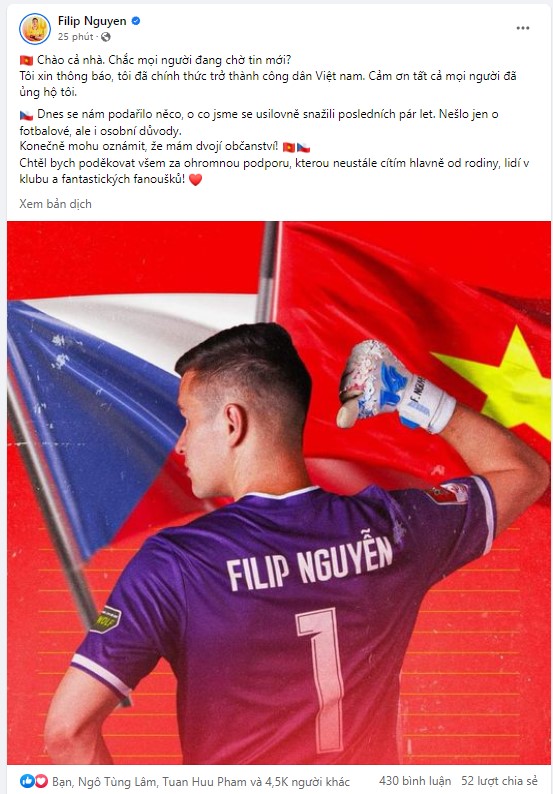 Filip Nguyễn gửi thông điệp đặc biệt với CĐV Việt Nam sau khi có quốc tịch, cánh cửa lên ĐT Việt Nam đã ở rất gần - Ảnh 2.
