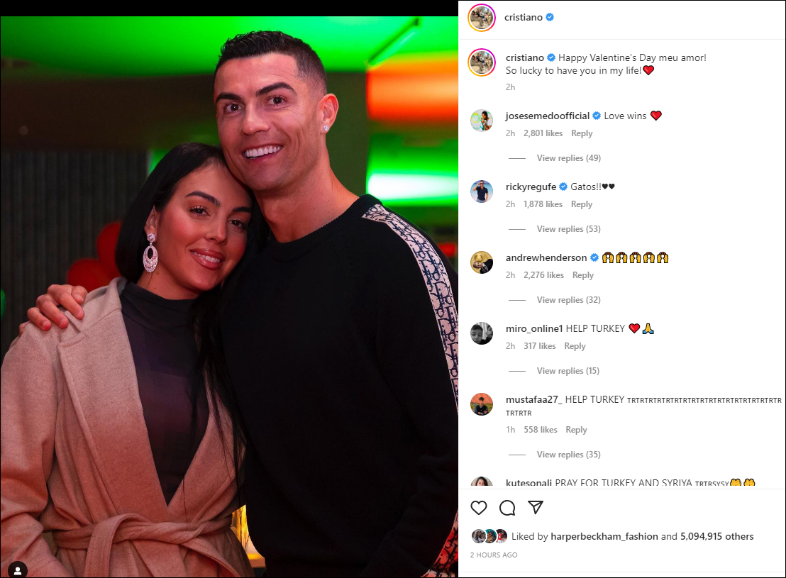 Ronaldo nhắn nhủ gì đến bạn gái Georgina nhân ngày Valentine? - Ảnh 1.
