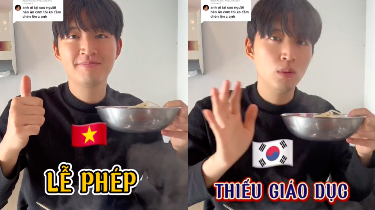 Tiktoker người Hàn tiết lộ thói quen khi ăn cơm ở Hàn Quốc bị cho là không lịch sự, nhưng ở Việt Nam lại thể hiện sự lễ phép, trân trọng