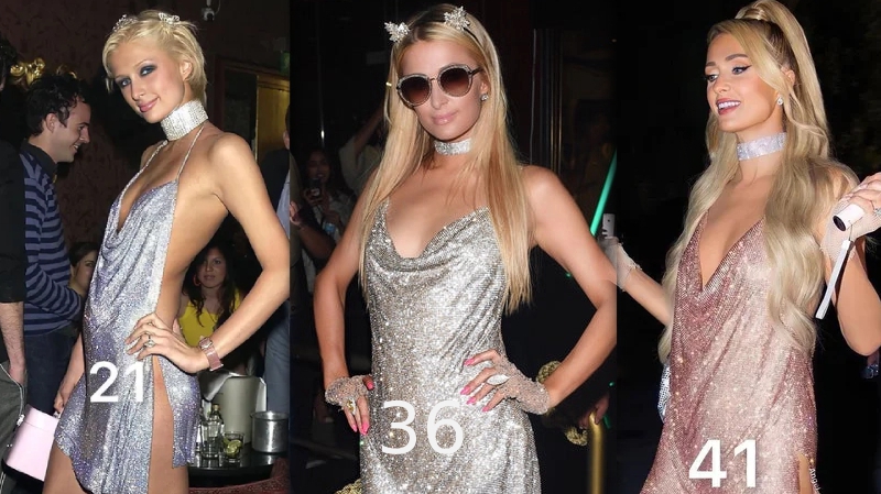 Chung tình như Paris Hilton: Dù 21, 36 hay 41 thì cũng đều nghiện 1 kiểu váy
