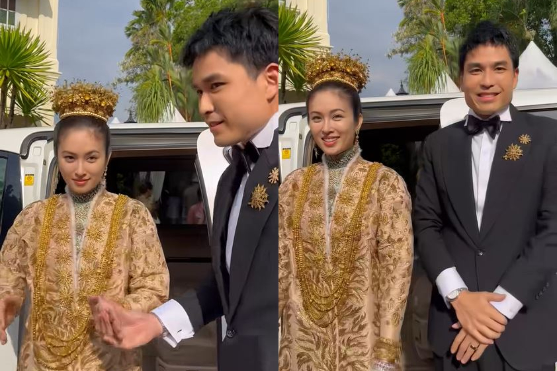 Hình ảnh đầu tiên trong hôn lễ của mỹ nhân chuyển giới Nong Poy: Cô dâu đội vương miện vàng cùng chú rể điển trai chính thức xuất hiện - Ảnh 3.
