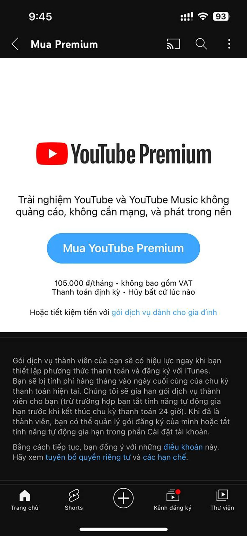 YouTube Premium cập bến Việt Nam: Người dùng iPhone phải trả nhiều tiền hơn để bỏ qua quảng cáo - Ảnh 1.