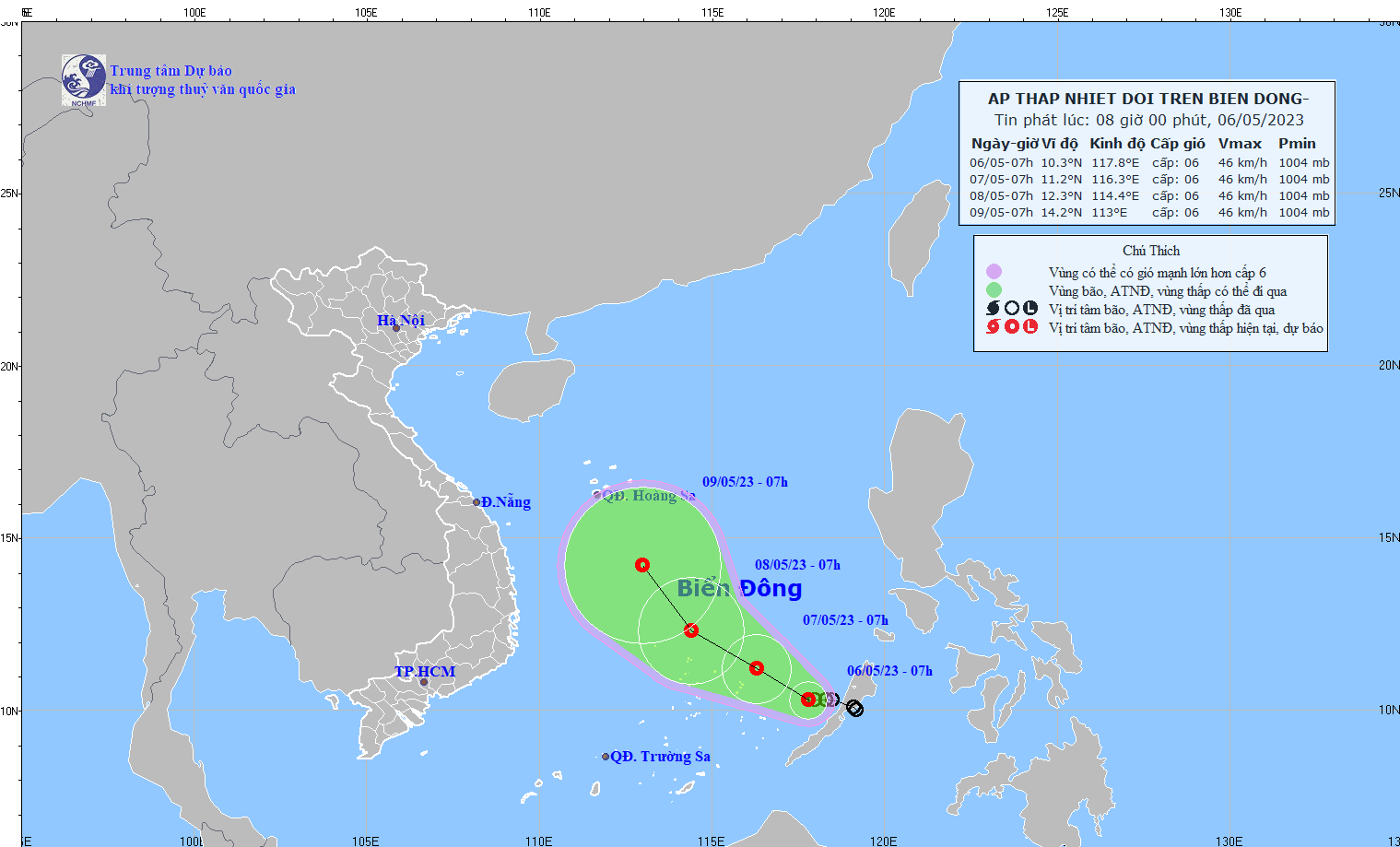 Ngày 9/5, áp thấp nhiệt đới suy yếu thành vùng áp thấp - Ảnh 1.
