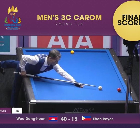 ‘Phù thủy bi-a’ Efren Reyes thảm bại tại SEA Games, thua tay cơ Campuchia ngay vòng đầu - Ảnh 1.