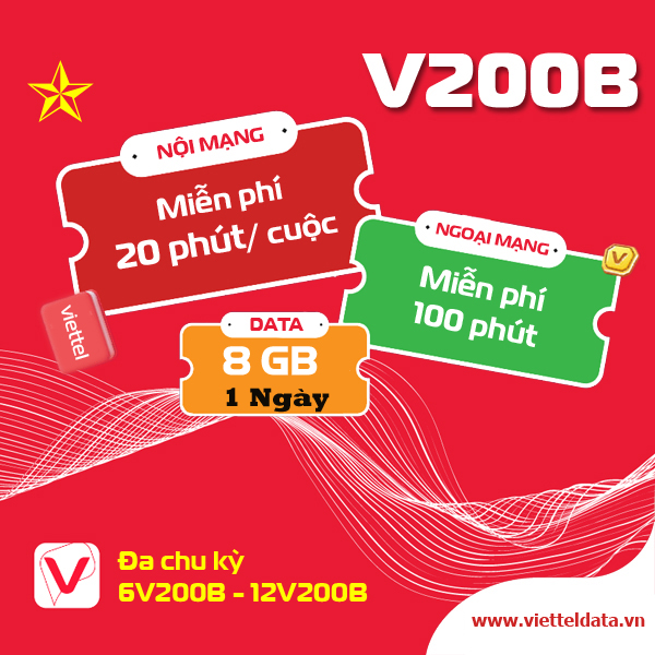 V200B Viettel – Gói cước SIÊU DATA 8GB / Ngày + 1 Tỷ Phút Gọi - Ảnh 1.