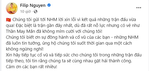 Thua trận thứ 3 với CAHN, thủ môn Việt kiều Filip Nguyễn viết tâm thư xin lỗi CĐV - Ảnh 2.