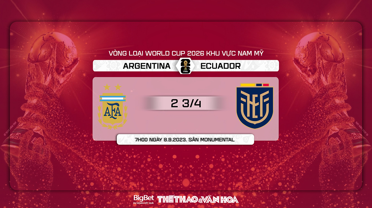 Nhận định bóng đá Argentina vs Ecuador, vòng loại World Cup 2026 (07h00, 8/9)