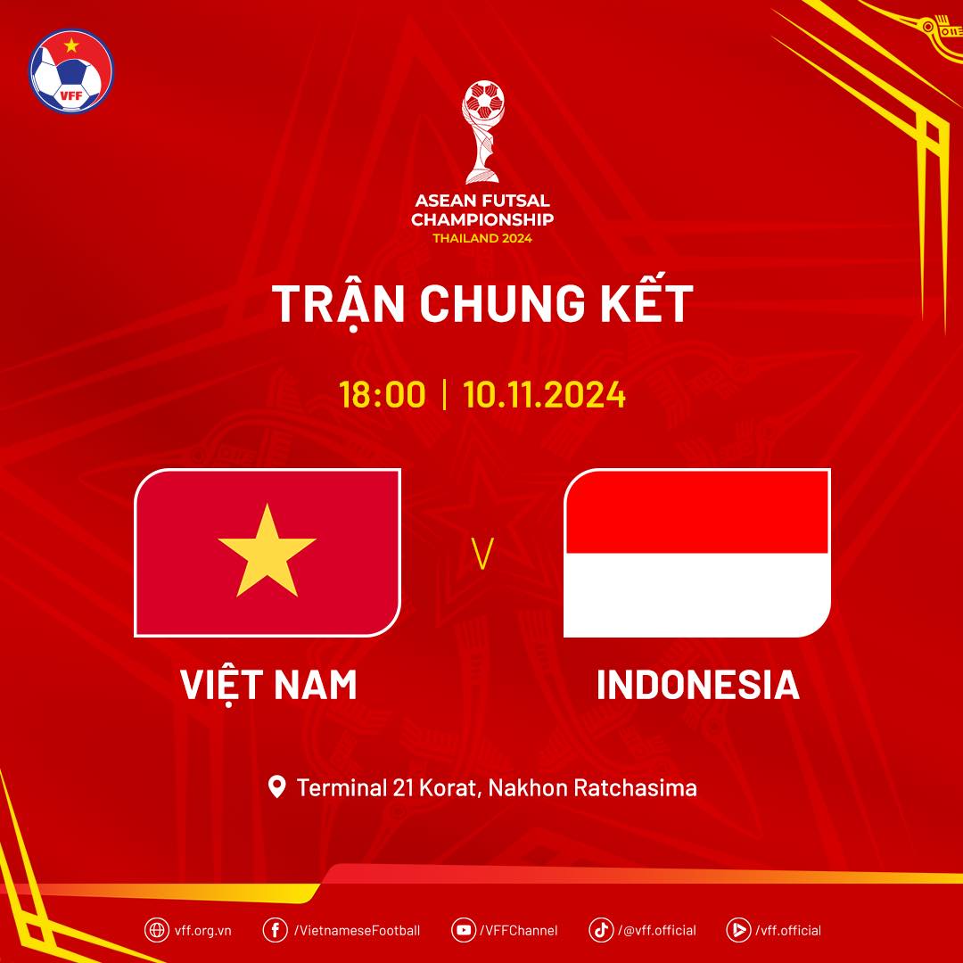 Link xem trực tiếp futsal Đông Nam Á 2024 hôm nay Chung kết Việt Nam