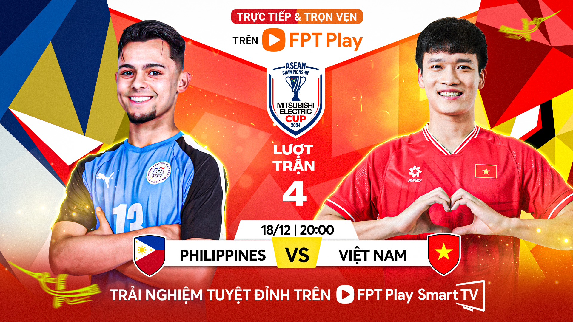 Link xem VTV2 trực tiếp bóng đá Việt Nam vs Philippines (20h00 hôm nay)