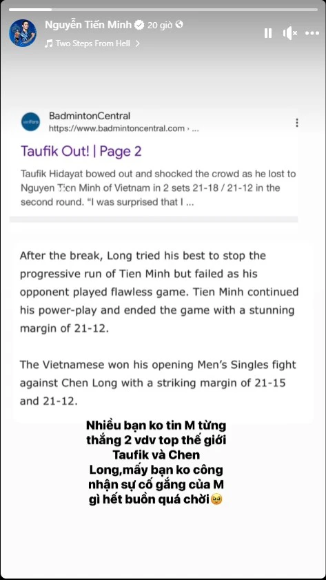 Nguyễn Tiến Minh thổ lộ nỗi buồn khi thắng 2 nhà vô địch thế giới, tạo địa chấn ở làng cầu lông mà CĐV không tin - Ảnh 2.