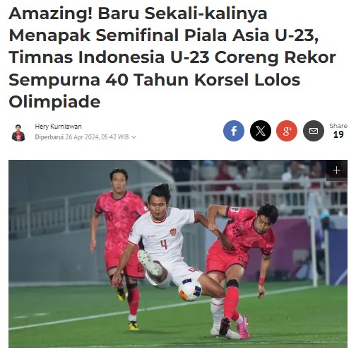 Báo Indonesia ca ngợi chiến thắng lịch sử đội nhà sau khi chấm dứt thành tích dự Olympic 40 năm của Hàn Quốc - Ảnh 2.