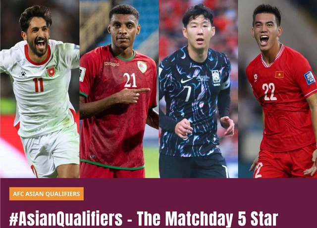Tiến Linh lọt top 5 cầu thủ xuất sắc ở lượt trận thứ 5 vòng loại thứ 2 World Cup 2026 theo bầu chọn của AFC
