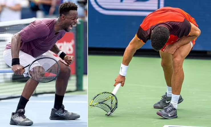 Alcaraz đập nát vợt khi thua sốc Monfils, bị loại sớm tại Cincinnati Open 2024 - Ảnh 2.