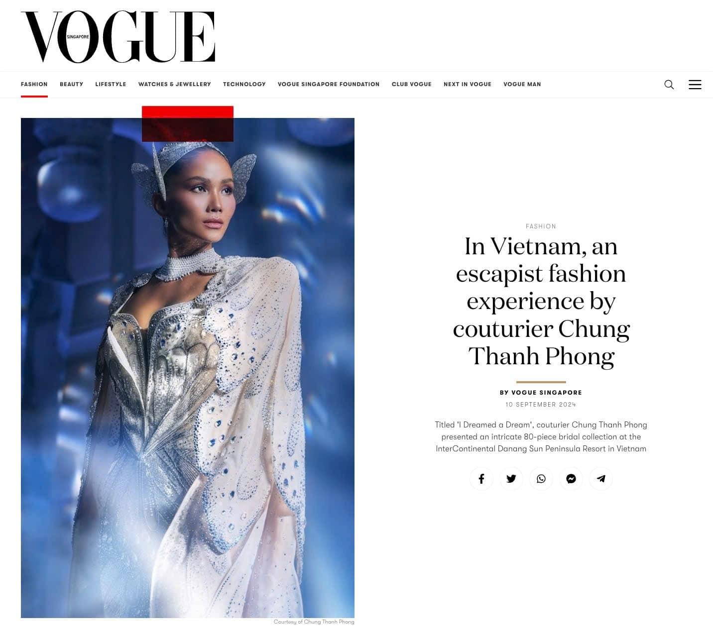 Vogue Singapore khen ngợi BST Haute Couture của NTK Chung Thanh Phong  - Ảnh 1.