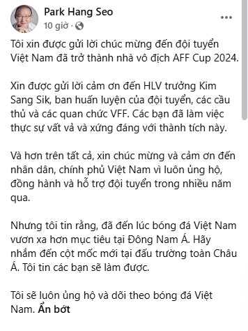 Thầy Park gửi lời chúc mừng tới ĐT Việt Nam, nhắn nhủ một điều riêng với Xuân Son - Ảnh 1.