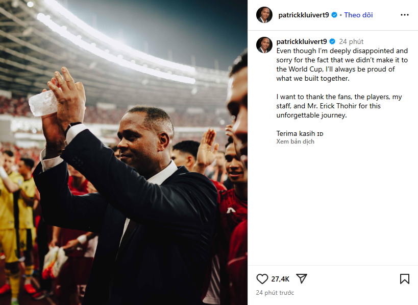 Patrick Kluivert Lên Tiếng Sau Khi Chia Tay Đt Indonesia: 'Tôi Thất Vọng, Nhưng Tự Hào...' - Ảnh 1. Patrick Kluivert Lên Tiếng Sau Khi Chia Tay Đt Indonesia: 'Tôi Thất Vọng, Nhưng Tự Hào...' - Ảnh 1.