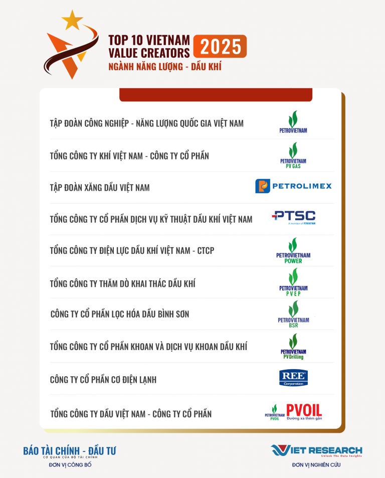 Petrovietnam và 7 đơn vị thành viên trong Top 10 Doanh nghiệp tạo giá trị hàng đầu Việt Nam 2025 – Ngành Năng lượng – Dầu khí - Ảnh 1.
