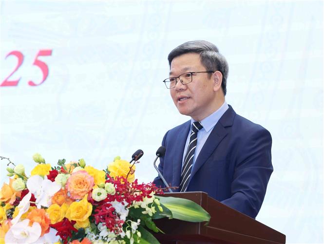 Đồng chí Tống Văn Thanh, Vụ trưởng Vụ Báo chí - Xuất bản, Ban Tuyên giáo và Dân vận Trung ương phát biểu tại họp báo. Ảnh: Phương Hoa - TTXVN