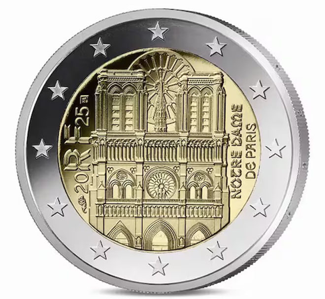 Nhà thờ Đức Bà Paris xuất hiện trên đồng 2 euro mới - Ảnh 1.