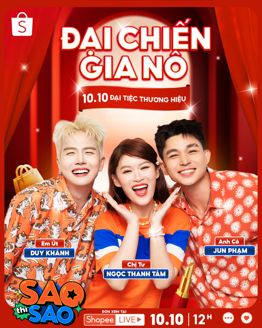 Bộ ba Cả Thuận, Tư Tâm và Út Khánh cùng nhau tái hợp tại Sao Thì Sao Shopee Live tháng 10 - Ảnh 3.