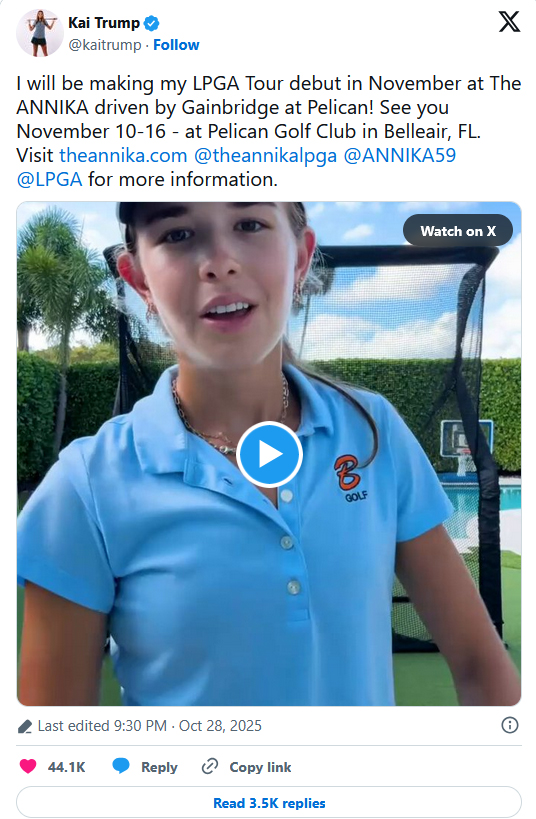 Cháu nội Tổng thống Donald Trump "chào sân" LPGA - Ảnh 2. Cháu nội Tổng thống Donald Trump "chào sân" LPGA - Ảnh 2.