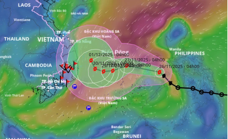 Dự báo bão số 15 sẽ tăng thêm 2 cấp trong 24 giờ tới - Ảnh 1. Dự báo bão số 15 sẽ tăng thêm 2 cấp trong 24 giờ tới - Ảnh 1.