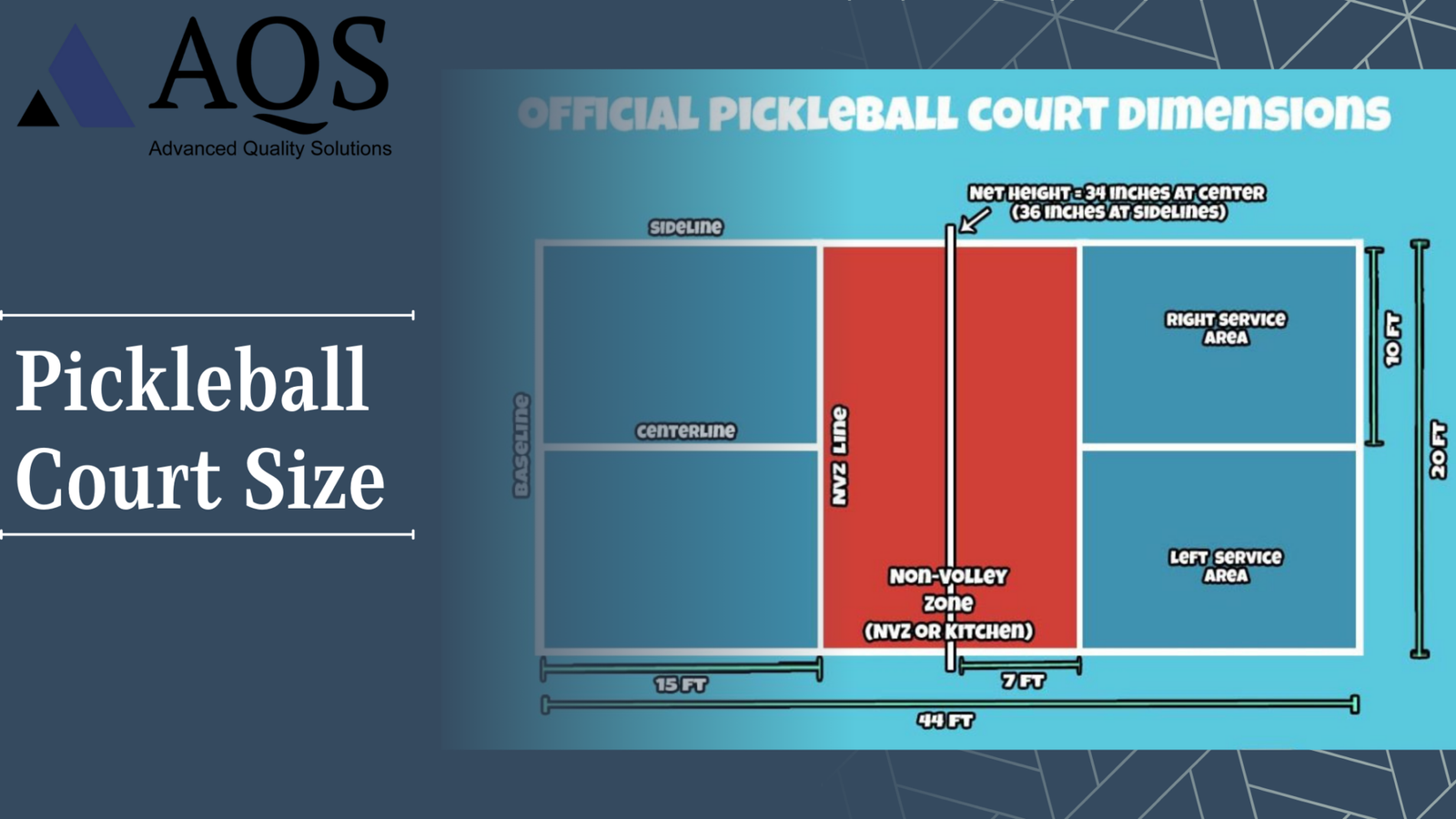 Kích thước tiêu chuẩn của sân pickleball