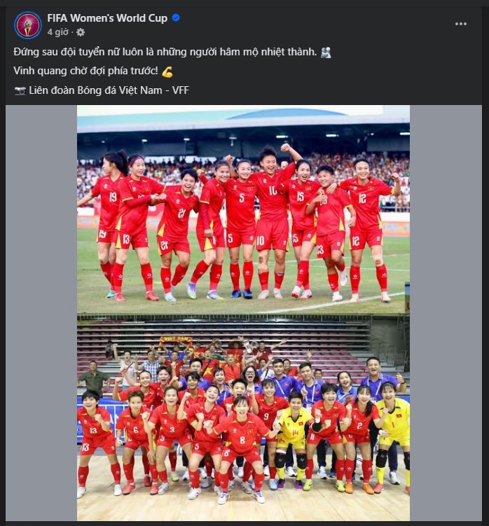 Fanpage chính thức của FIFA gửi thông điệp tới HLV Mai Đức Chung và ĐT nữ Việt Nam - Ảnh 2. Fanpage chính thức của FIFA gửi thông điệp tới HLV Mai Đức Chung và ĐT nữ Việt Nam - Ảnh 2.