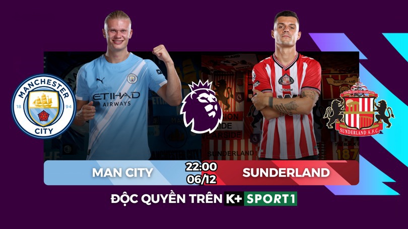 Link xem trực tiếp bóng đá Man City vs Sunderland 22h hôm nay, xem Premier League vòng 15
