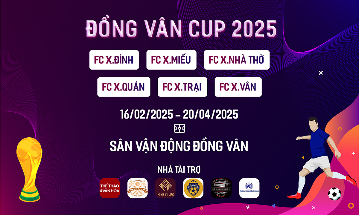 Lịch thi đấu giải bóng đá tranh Đồng Vân Cup 2025 - Ảnh 1.