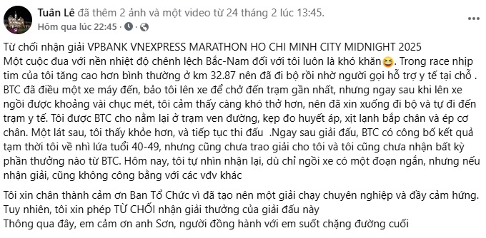 Nữ runner từ chối nhận giải chạy đêm ở TP.HCM, lý do đằng sau khiến mọi người thán phục - Ảnh 1.