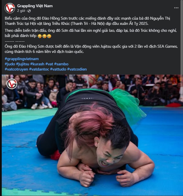 Dự hội làng, nhà vô địch Jiujitsu thế giới của Việt Nam thất thủ trước đô vật nữ đầy sức mạnh - Ảnh 1.