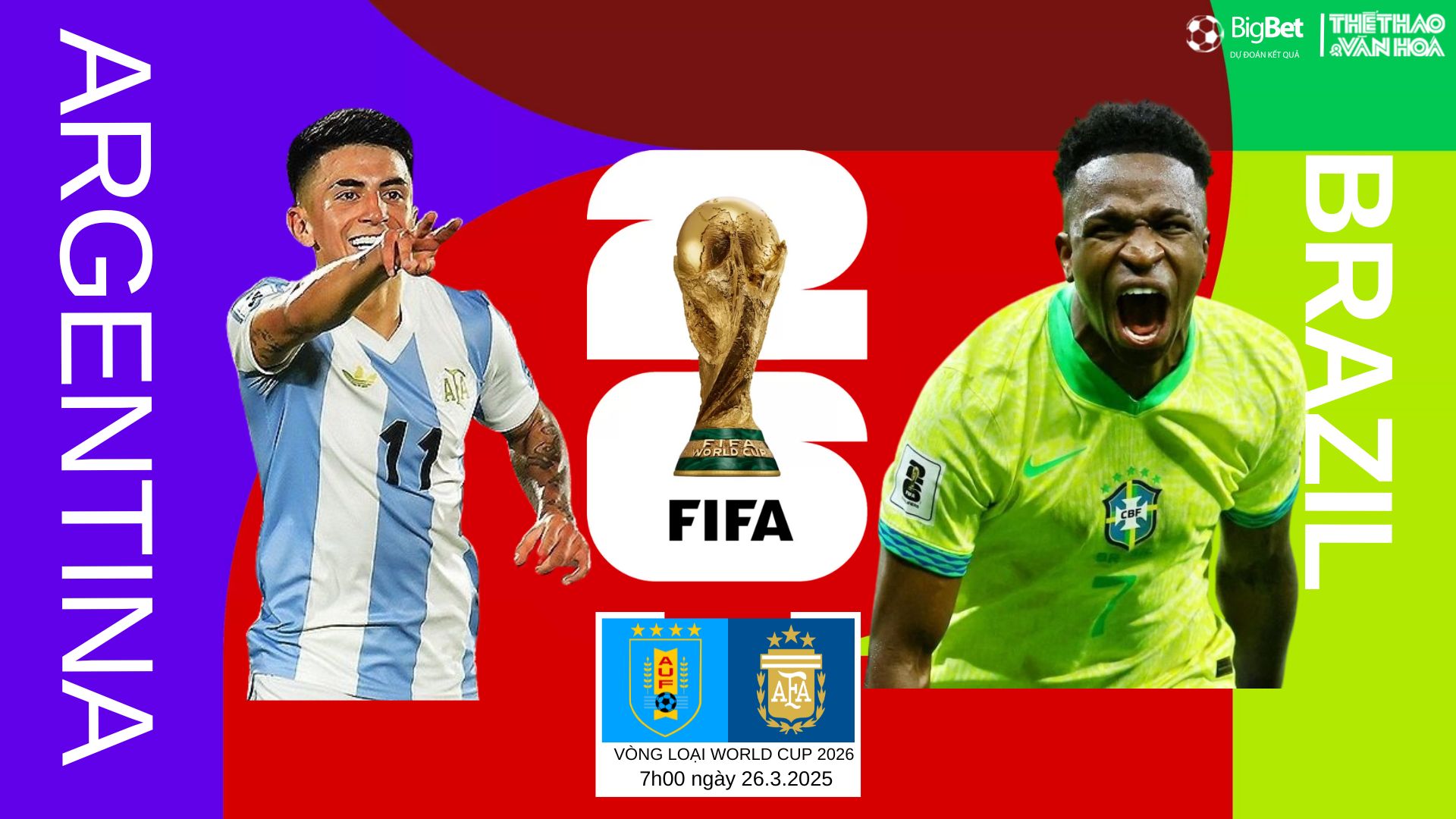 Nhận định, soi tỷ lệ Argentina vs Brazil 7h00 ngày 26/3, Vòng loại World Cup 2026 khu vực Nam Mỹ 