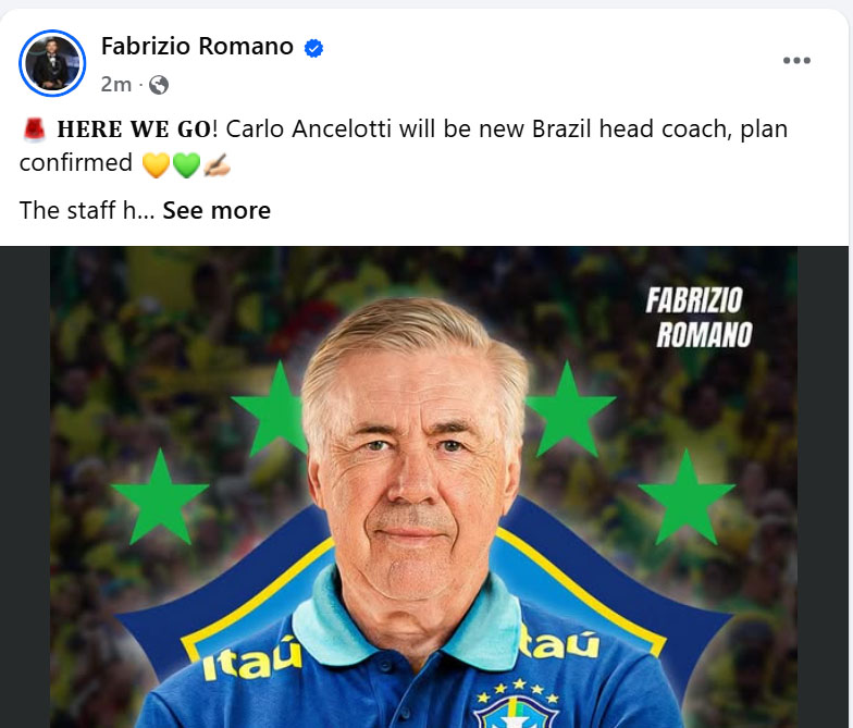 CHÍNH THỨC: Ancelotti dẫn dắt ĐT Brazil, hứa hẹn mang lại làn sinh khí mới cho Selecao - Ảnh 1. Ancelotti