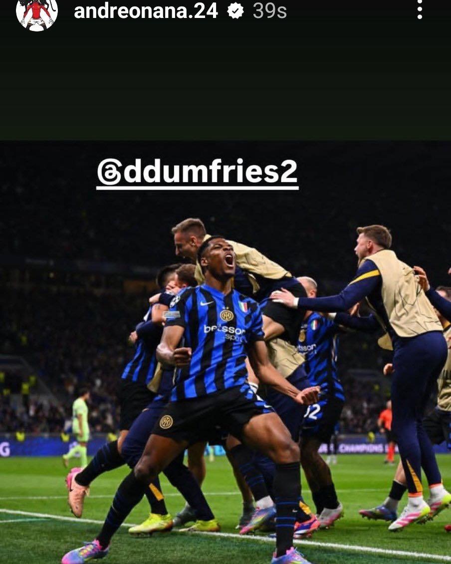 Andre Onana xóa vội story chúc mừng Inter Milan vì lý do này - Ảnh 1. Andre Onana xóa vội story chúc mừng Inter Milan vì lý do này - Ảnh 1.