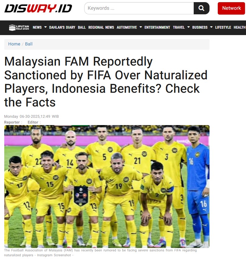 Tin nóng thể thao sáng 2/7: Báo Indonesia đính chính tin đồn LĐBĐ Malaysia bị FIFA xử thua vì vi phạm nhập tịch - Ảnh 1.