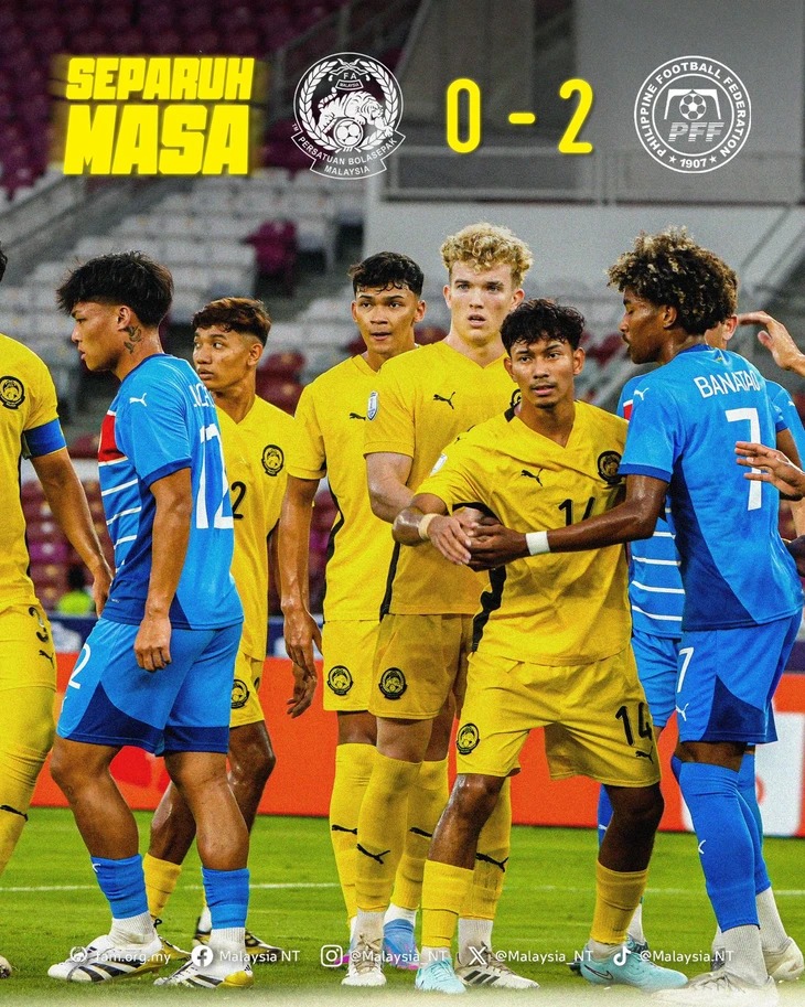 U23 Philippines thắng sốc U23 Malaysia tại giải U23 Đông Nam Á 2025 - Ảnh 1. U23 Philippines thắng sốc U23 Malaysia tại giải U23 Đông Nam Á 2025 - Ảnh 1.