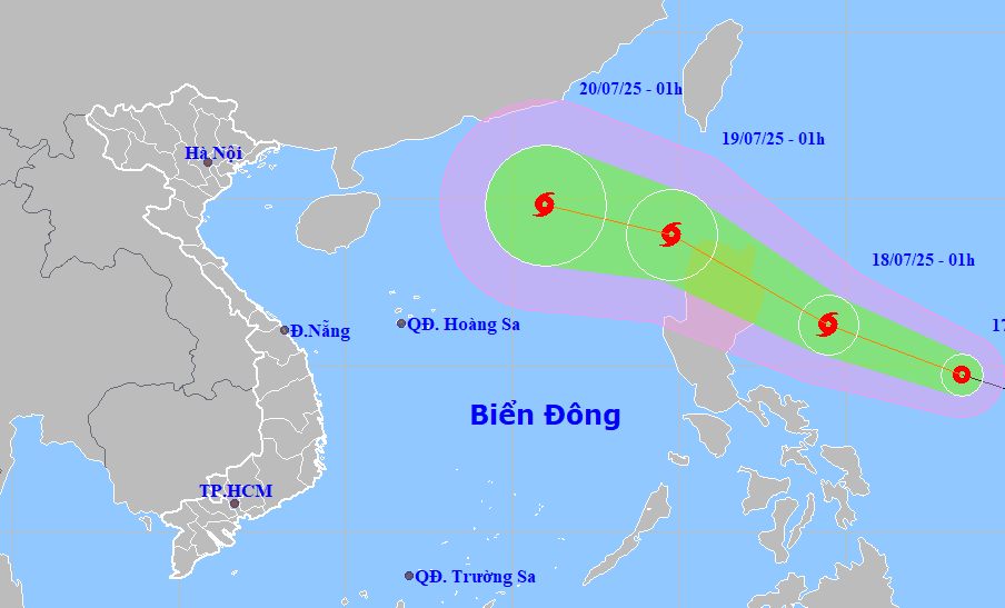 Thời tiết ngày 17/7: Áp thấp nhiệt đới di chuyển theo hướng Tây Tây Bắc với tốc độ khoảng 20 km/h - Ảnh 1.