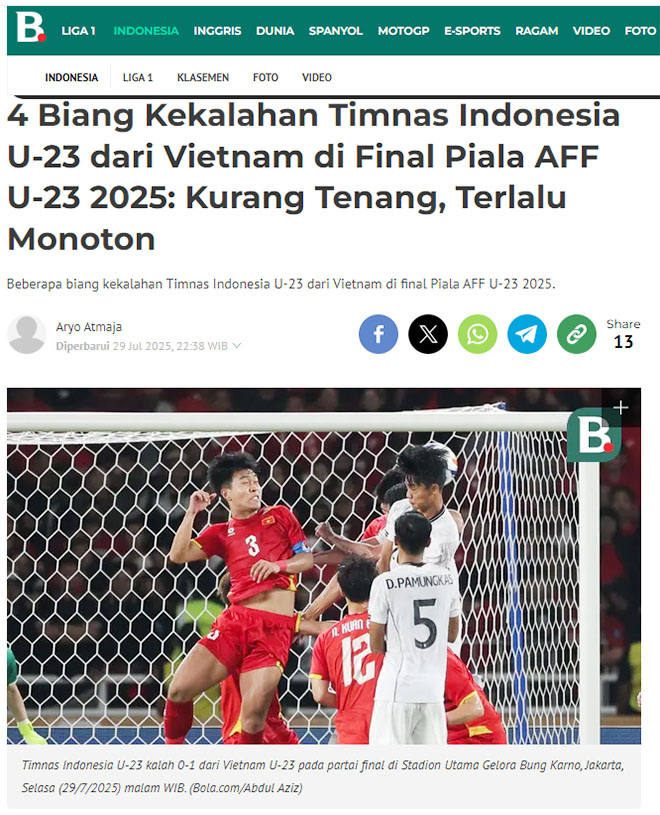 Báo Indonesia chỉ ra 4 nguyên nhân đội nhà thua Việt Nam ở chung kết U23 Đông Nam Á 2025 - Ảnh 1. U23 Việt Nam