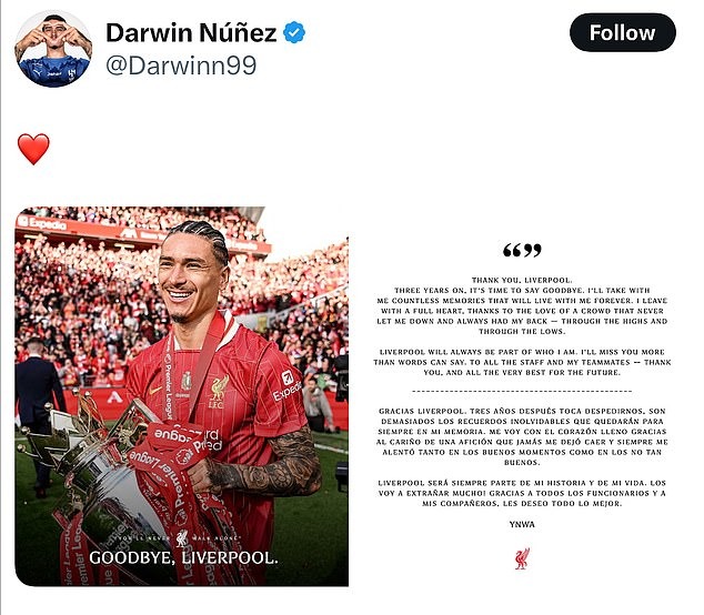 Một Ngày Sau Khi Tới Ả Rập, Nunez Ghi Bàn Ra Mắt Clb Mới Và Nói Lời Tri Ân Liverpool - Ảnh 2. Một Ngày Sau Khi Tới Ả Rập, Nunez Ghi Bàn Ra Mắt Clb Mới Và Nói Lời Tri Ân Liverpool - Ảnh 2.