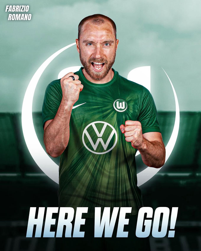 Christian Eriksen gia nhập Wolfsburg