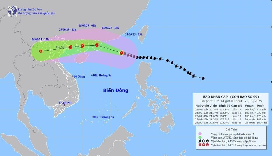 Ảnh hưởng bão số 9: Từ đêm 24/9 đến 25/9, nhiều khu vực có mưa lớn - Ảnh 1.